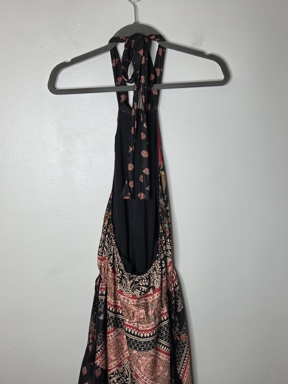 Free People Silk Halter Style Backless Assymetrical Hem Flowy Dress - Picture 6 of 9